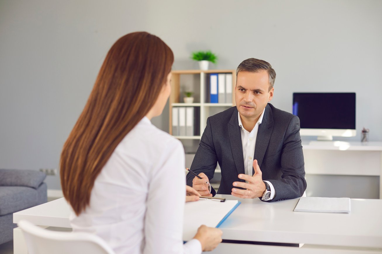 HR Manager Interviewing Candidate, Asking about Work Experience and Telling about Job Requirements